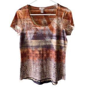 Chico’s Aztec Browns T-Shirt Size Small/Size 4US (0 Chico's)